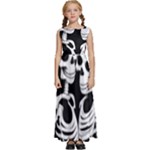 black and white rose sugar skull Kids  Satin Sleeveless Maxi Dress