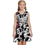 black and white rose sugar skull Kids  Sleeveless Tiered Mini Dress