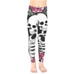 black and white rose sugar skull Kids  Classic Winter Leggings