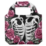 black and white rose sugar skull Premium Foldable Grocery Recycle Bag