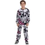 black and white rose sugar skull Kids  Sweatshirt set