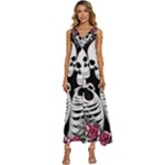 black and white rose sugar skull V-Neck Sleeveless Loose Fit Overalls