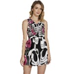 black and white rose sugar skull Sleeveless High Waist Mini Dress