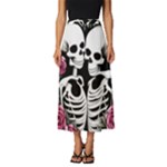 black and white rose sugar skull Classic Midi Chiffon Skirt