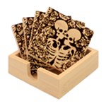 black and white rose sugar skull Bamboo Coaster Set