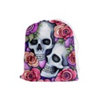 Floral Skeletons Drawstring Pouch (Large)