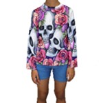 Floral Skeletons Kids  Long Sleeve Swimwear