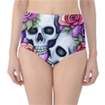 Floral Skeletons Classic High-Waist Bikini Bottoms