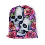 Floral Skeletons Drawstring Pouch (2XL)