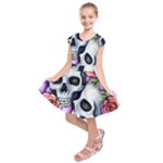 Floral Skeletons Kids  Short Sleeve Dress