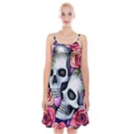 Floral Skeletons Spaghetti Strap Velvet Dress