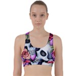 Floral Skeletons Back Weave Sports Bra