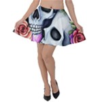 Floral Skeletons Velvet Skater Skirt