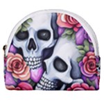 Floral Skeletons Horseshoe Style Canvas Pouch