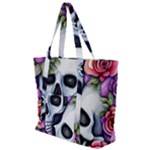 Floral Skeletons Zip Up Canvas Bag