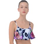 Floral Skeletons Frill Bikini Top