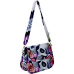 Floral Skeletons Saddle Handbag