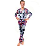 Floral Skeletons Kid s Satin Long Sleeve Pajamas Set