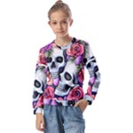 Floral Skeletons Kids  Long Sleeve Tee with Frill 