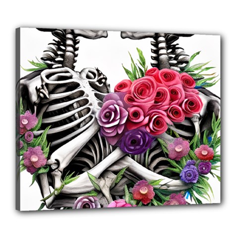 Gothic Floral Skeletons Canvas 24  x 20  (Stretched) from ArtsNow.com