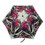 Gothic Floral Skeletons Mini Folding Umbrellas
