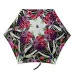 Gothic Floral Skeletons Mini Folding Umbrellas