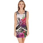 Gothic Floral Skeletons Bodycon Dress