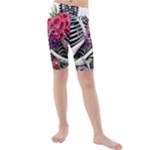 Gothic Floral Skeletons Kids  Mid Length Swim Shorts