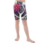 Gothic Floral Skeletons Kids  Mid Length Swim Shorts