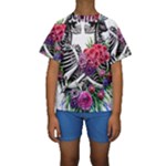 Gothic Floral Skeletons Kids  Short Sleeve Swimwear