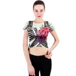 Gothic Floral Skeletons Crew Neck Crop Top