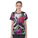 Gothic Floral Skeletons Women s Cotton Tee