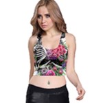 Gothic Floral Skeletons Racer Back Crop Top