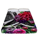 Gothic Floral Skeletons Fitted Sheet (Queen Size)