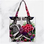 Gothic Floral Skeletons Zipper Grocery Tote Bag