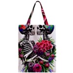 Gothic Floral Skeletons Zipper Classic Tote Bag