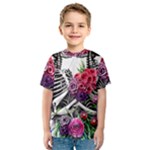 Gothic Floral Skeletons Kids  Sport Mesh Tee