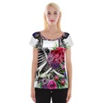 Gothic Floral Skeletons Cap Sleeve Top