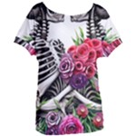 Gothic Floral Skeletons Women s Oversized Tee