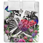 Gothic Floral Skeletons Duvet Cover Double Side (California King Size)