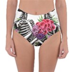 Gothic Floral Skeletons Reversible High-Waist Bikini Bottoms