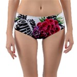 Gothic Floral Skeletons Reversible Mid-Waist Bikini Bottoms