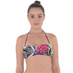 Gothic Floral Skeletons Halter Bandeau Bikini Top