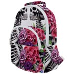 Gothic Floral Skeletons Rounded Multi Pocket Backpack