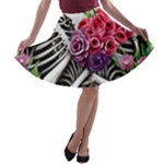 Gothic Floral Skeletons A-line Skater Skirt