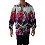 Gothic Floral Skeletons Kids  Hooded Windbreaker