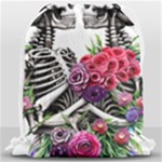 Gothic Floral Skeletons Drawstring Bag (Large)