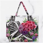 Gothic Floral Skeletons Zipper Large Tote Bag