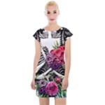 Gothic Floral Skeletons Cap Sleeve Bodycon Dress