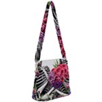 Gothic Floral Skeletons Zipper Messenger Bag